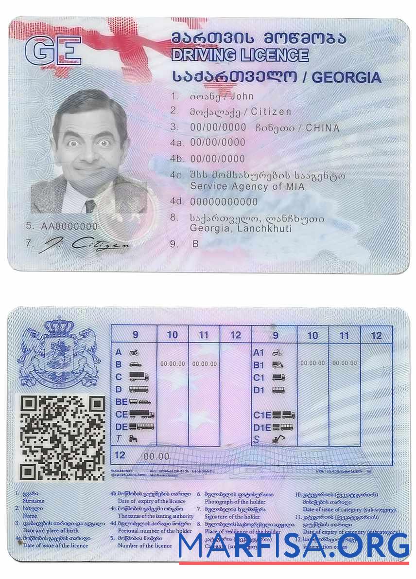 Printable Georgia driving license download for verification